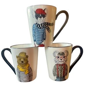 Signature Housewares Hipster Animal Coffee Mug - 3 Pieces